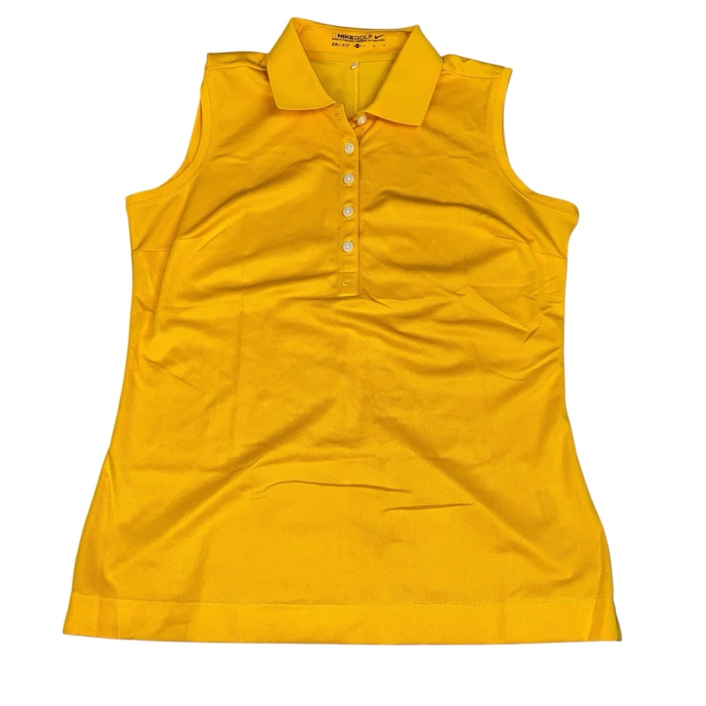 Nike Golf Golden Yellow Sleeveless Collar Size Medium Button Up Active Bold